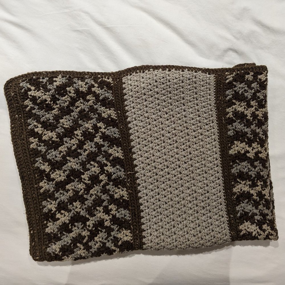 Handmade Quilt 46.5 x 31 Brown Taupe Tones Cottagecore